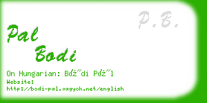 pal bodi business card